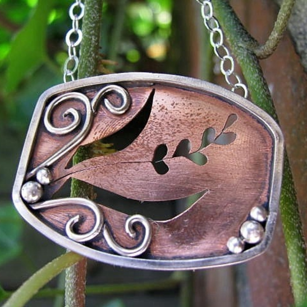 Sterling and Copper Handmade Pendant